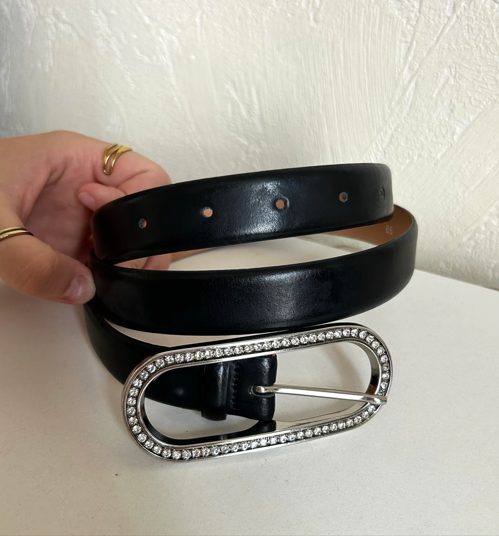Ceinture Caroll femme noire boucle strass élégante chic vintage T85 – photo 8